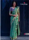 Green Designer Wedding Manjubaa Lotus Vol 11 Festive Wear Stylish Printed Silk Saree Collection 1104 Green 